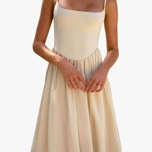 Elegant Cream Spaghetti Strap Dress
